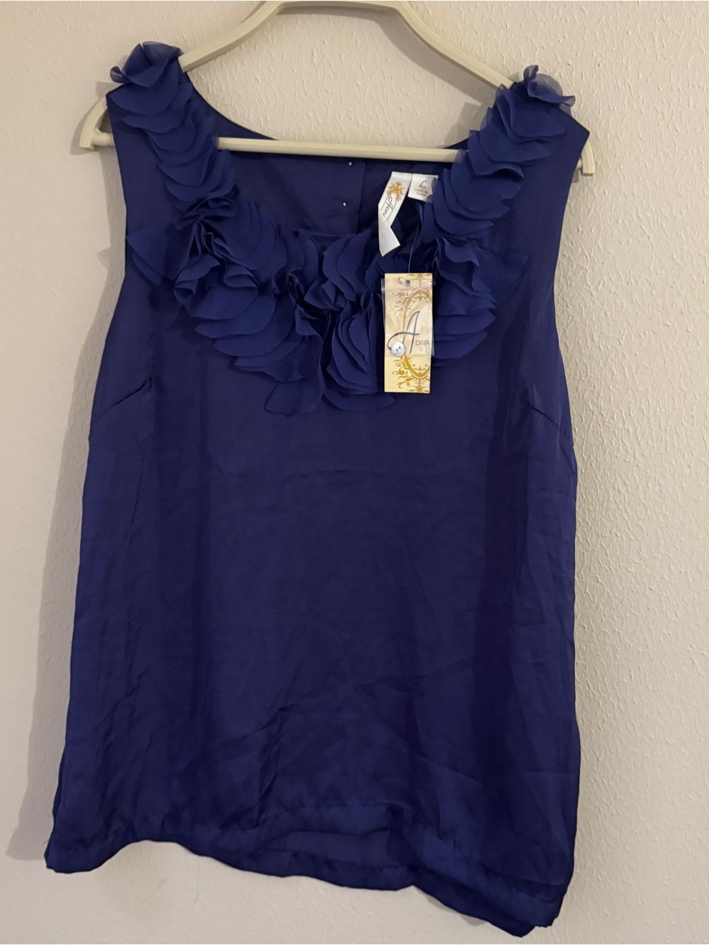 Adiva Purple Rosette Sleeveless Tank Top Women's Size L Cocktail Party  Casual